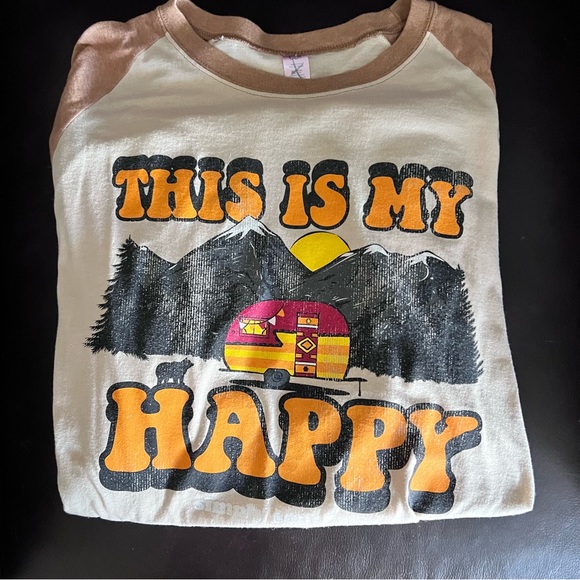 Simply Southern ‘This Is My Happy’ Camper Jersey Shirt Rare XL Nwot - Picture 3 of 4
